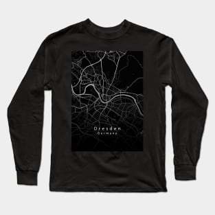 Dresden Germany City Map dark Long Sleeve T-Shirt